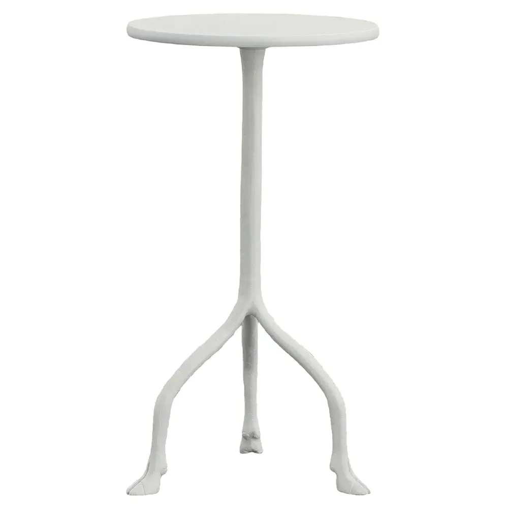 Marla Round Drink Table with Iron Hoofs - White, Iron image