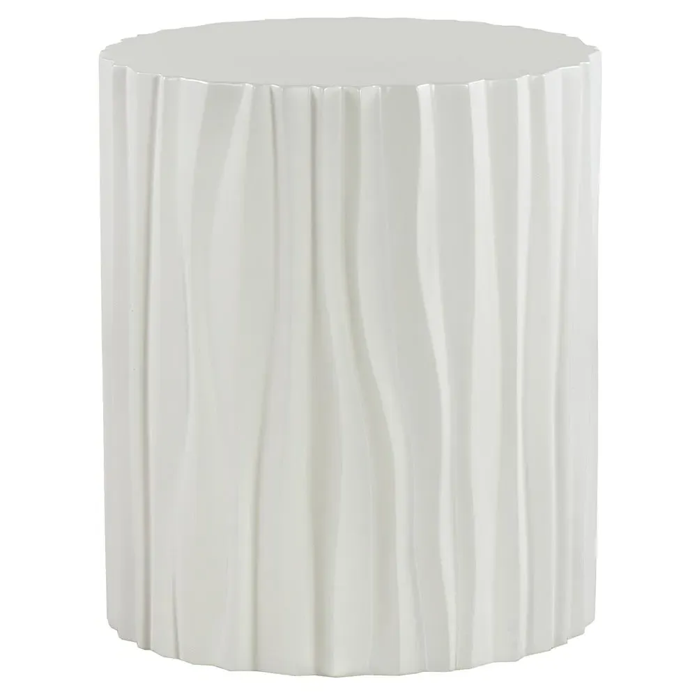 Marquis Round Drum Outdoor Side Table - White, Fiberglass image