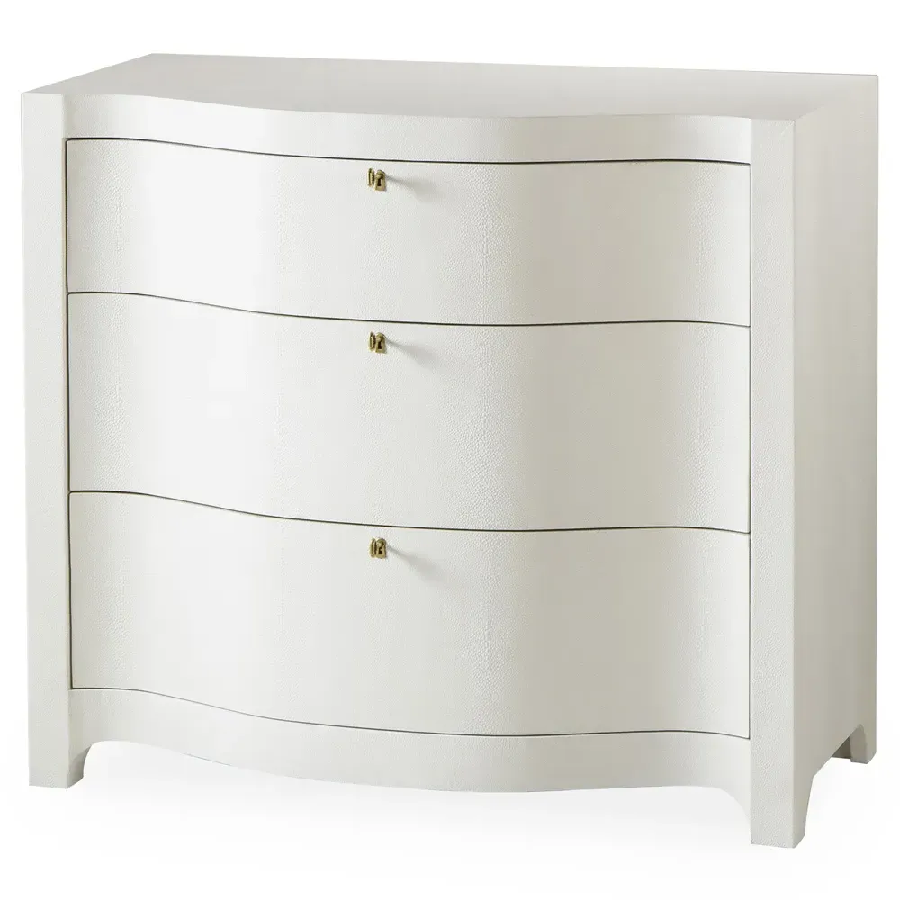 Monroe 3 Drawer Bachelor Chest - White, Faux Shagreen