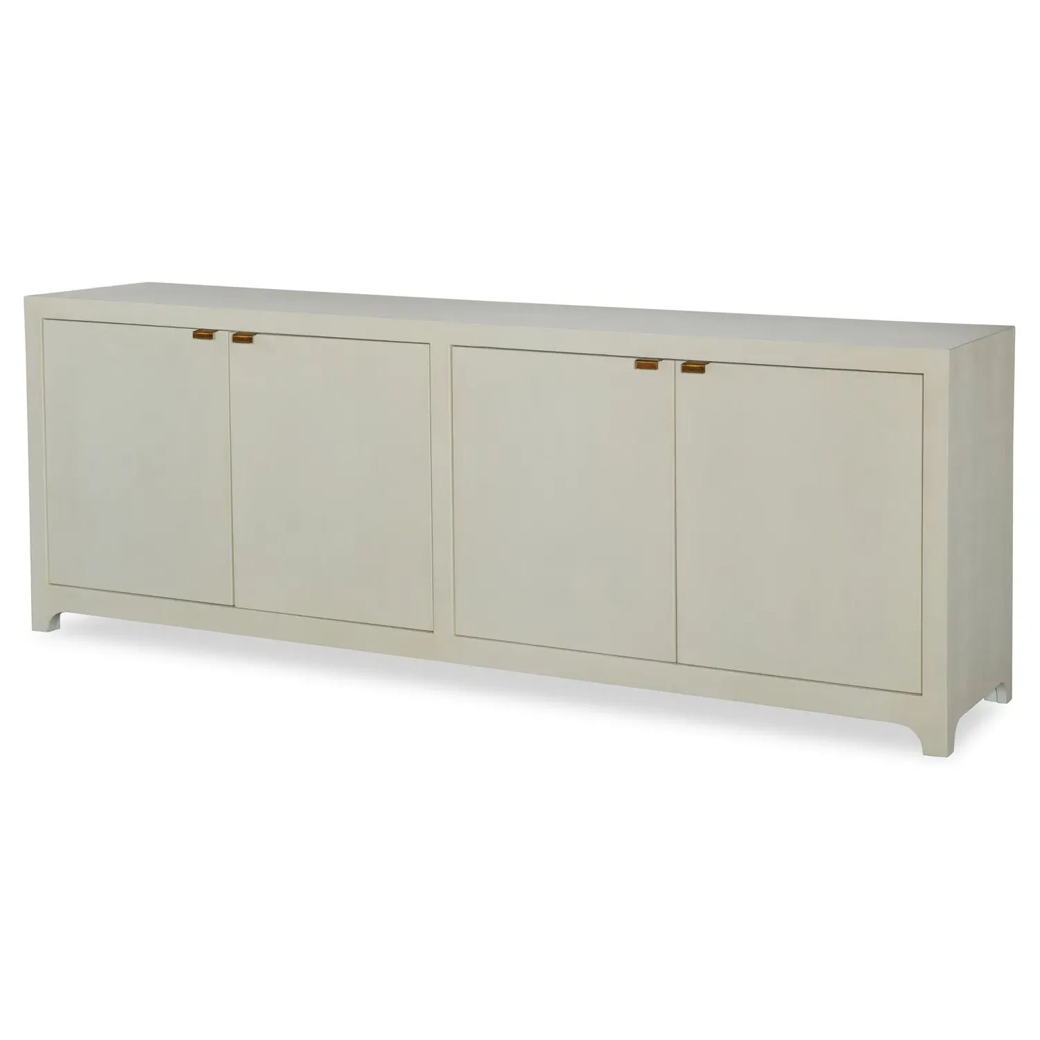 Monroe 4 Door Rectangular Credenza - Off White, Faux Shagreen