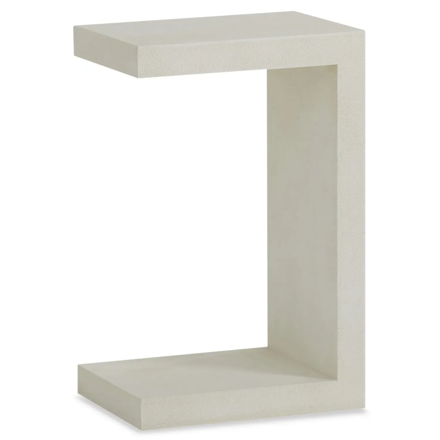 Monroe Rectangular Side C-Table - Ivory White, Faux Shagreen
