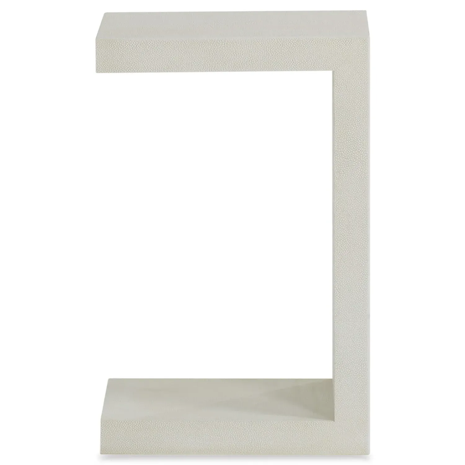 Monroe Rectangular Side C-Table - Ivory White, Faux Shagreen image