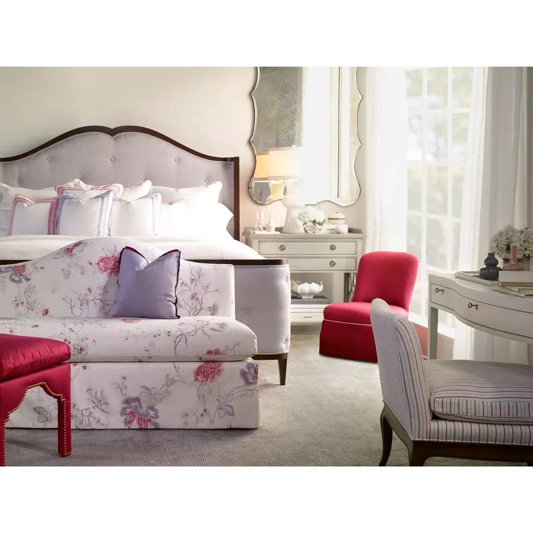 Monroe Writing Desk with 3 Drawers - White, Faux Shagreen