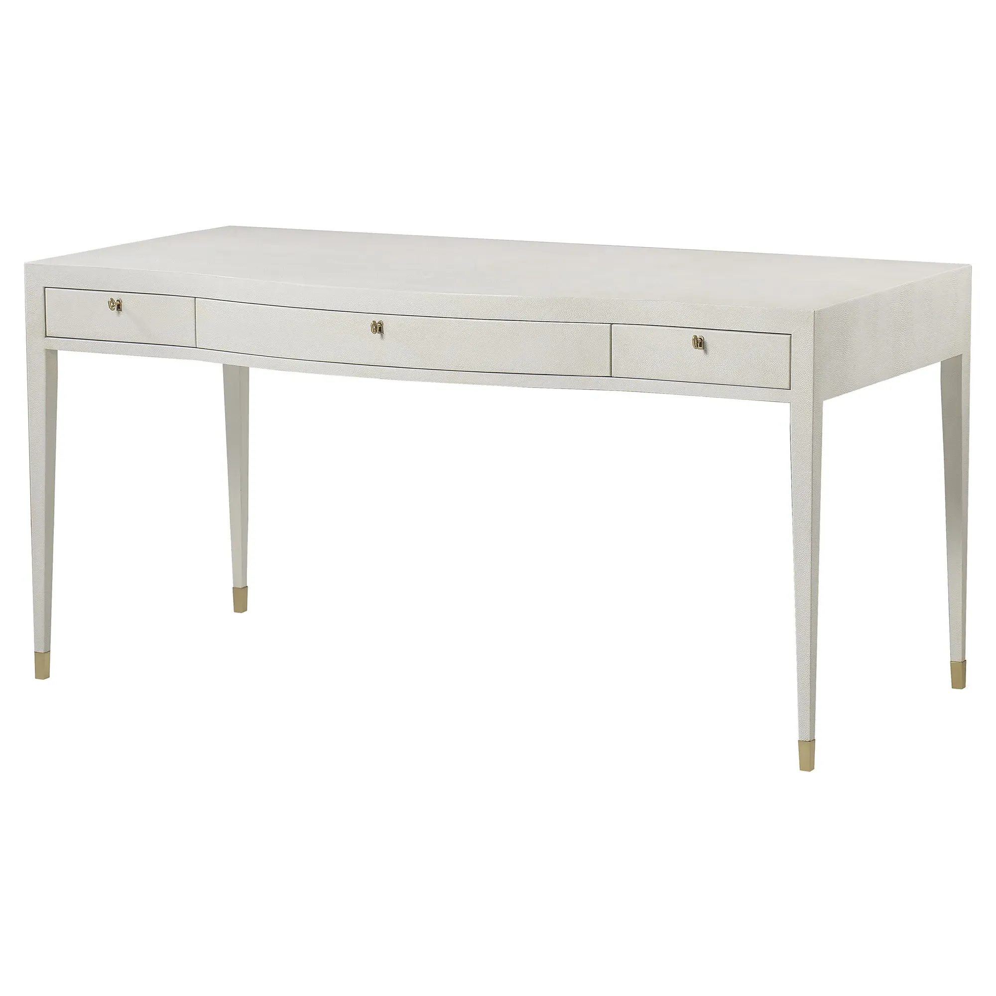 Monroe Writing Desk with 3 Drawers - White, Faux Shagreen