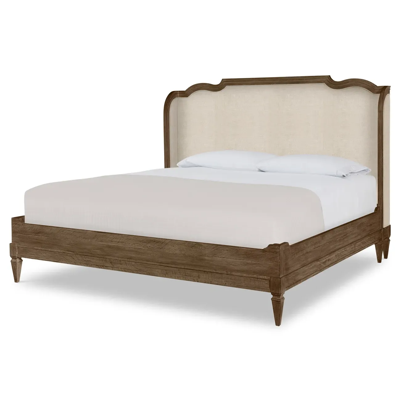 Nichole King Size Wingback Bed - Beige, Linen