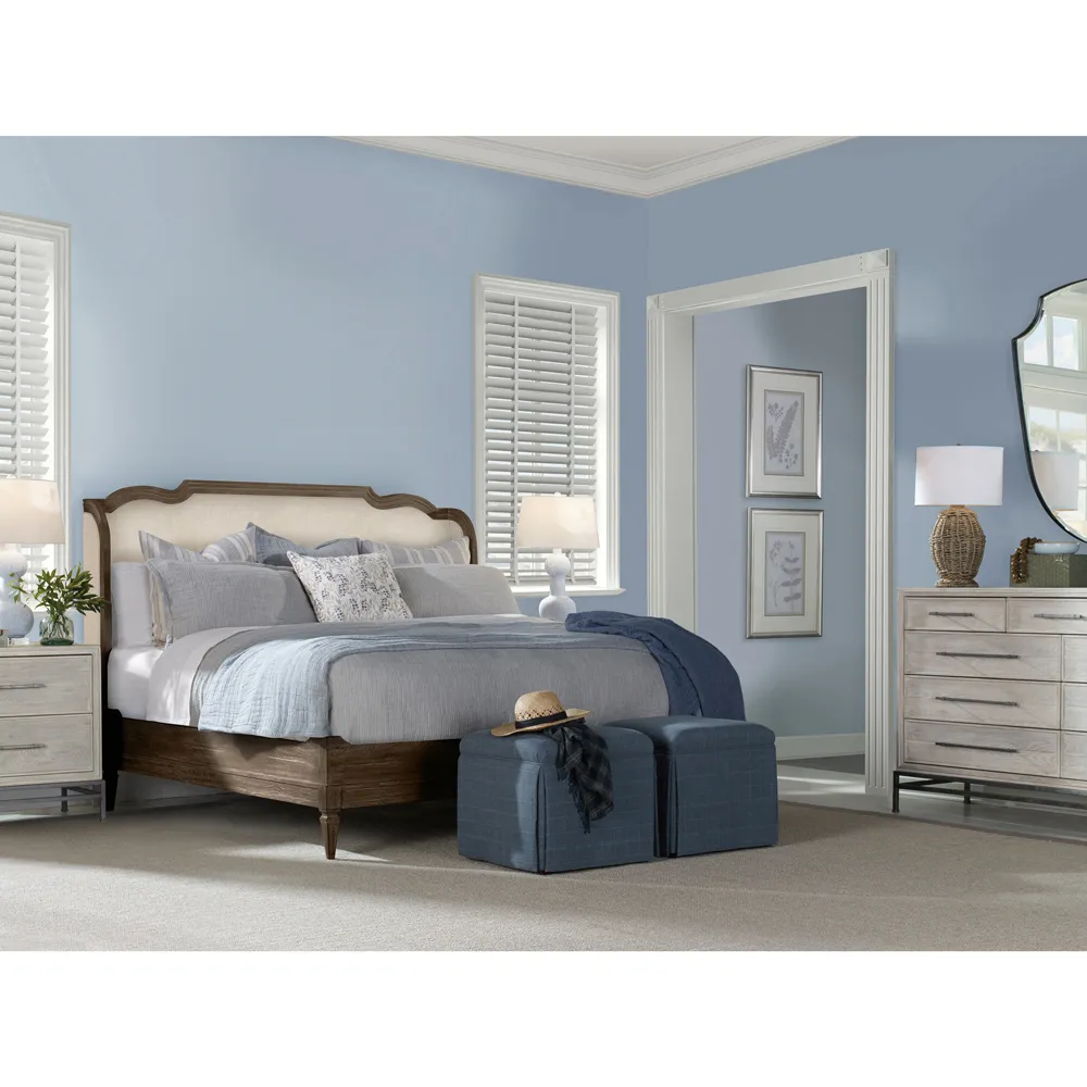 Nichole King Size Wingback Bed - Beige, Linen