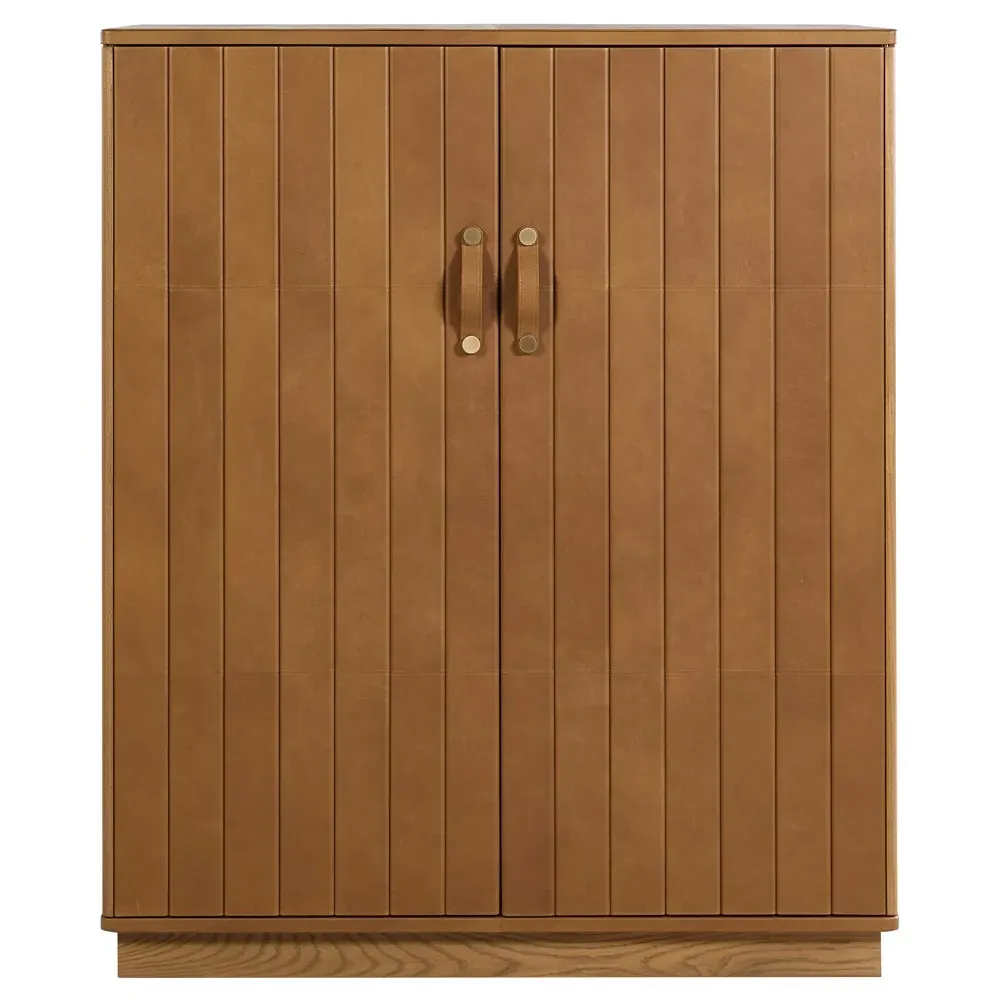 Nicolo Bar Cabinet - Brown, Leather image