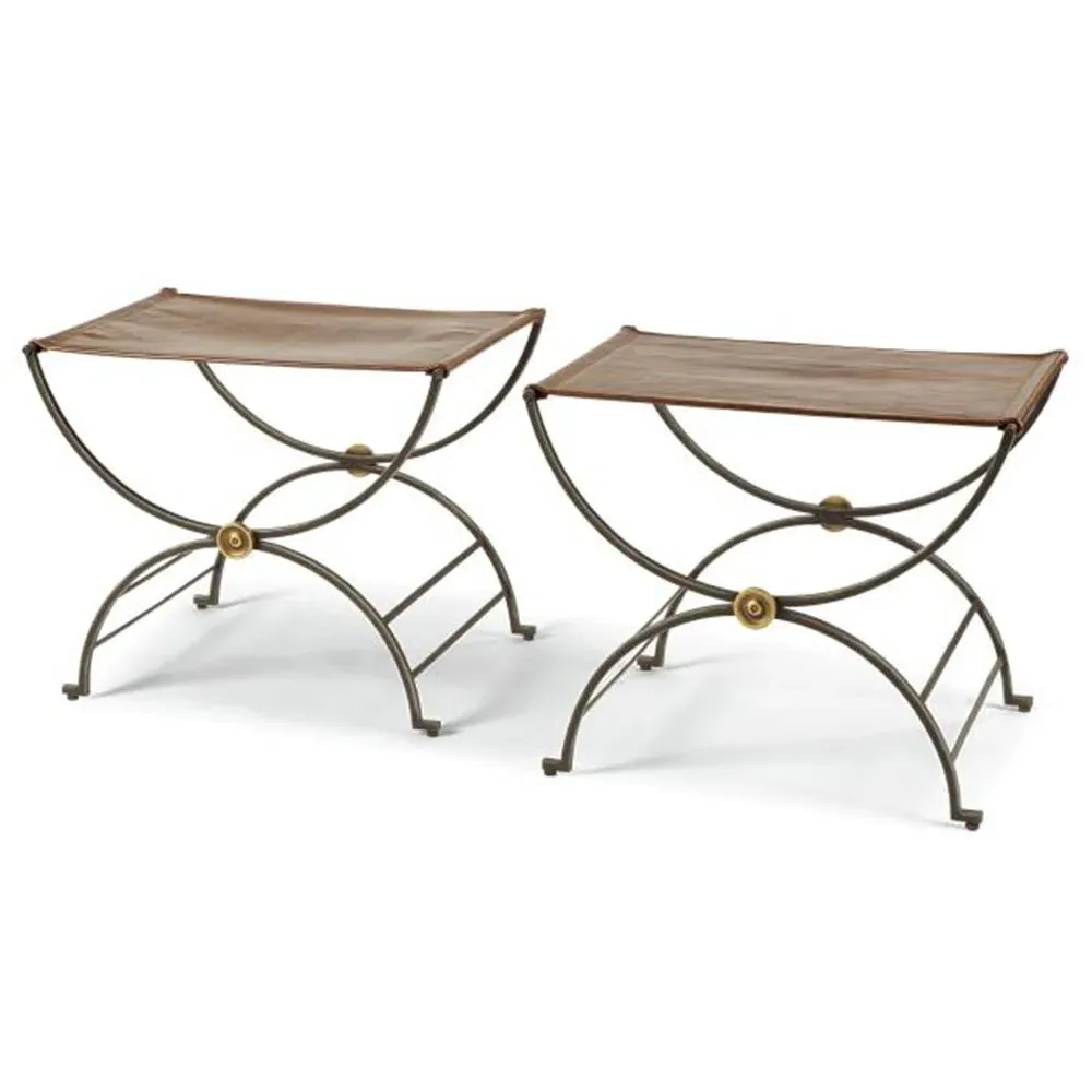 Niles Accent Stool - Brown, Leather