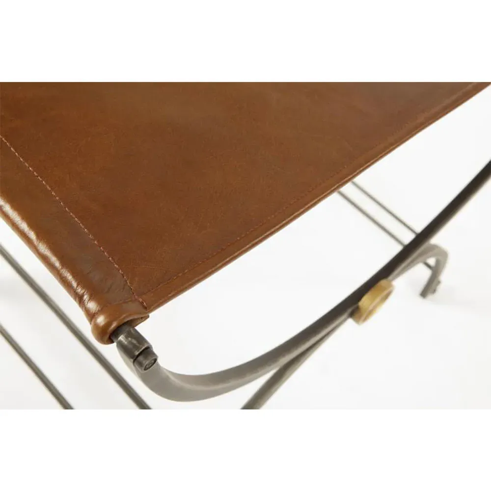 Niles Accent Stool - Brown, Leather