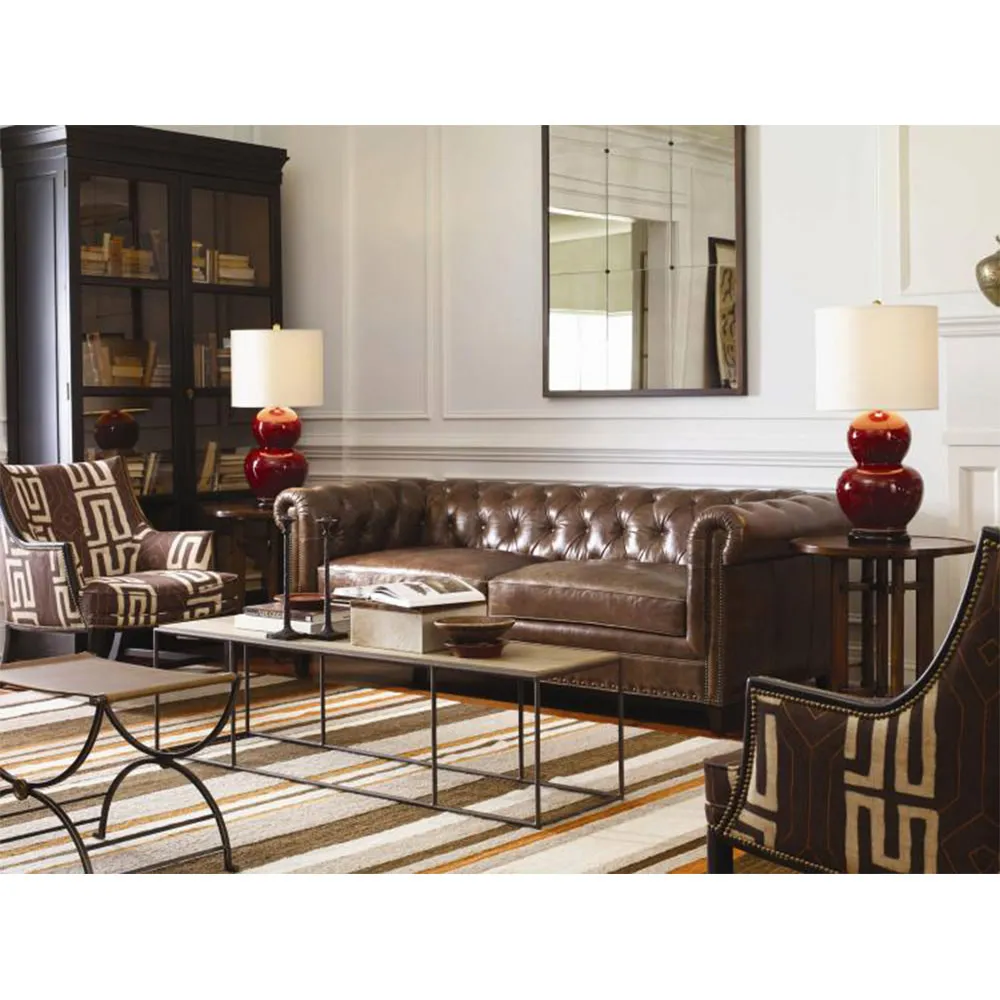 Niles Accent Stool - Brown, Leather