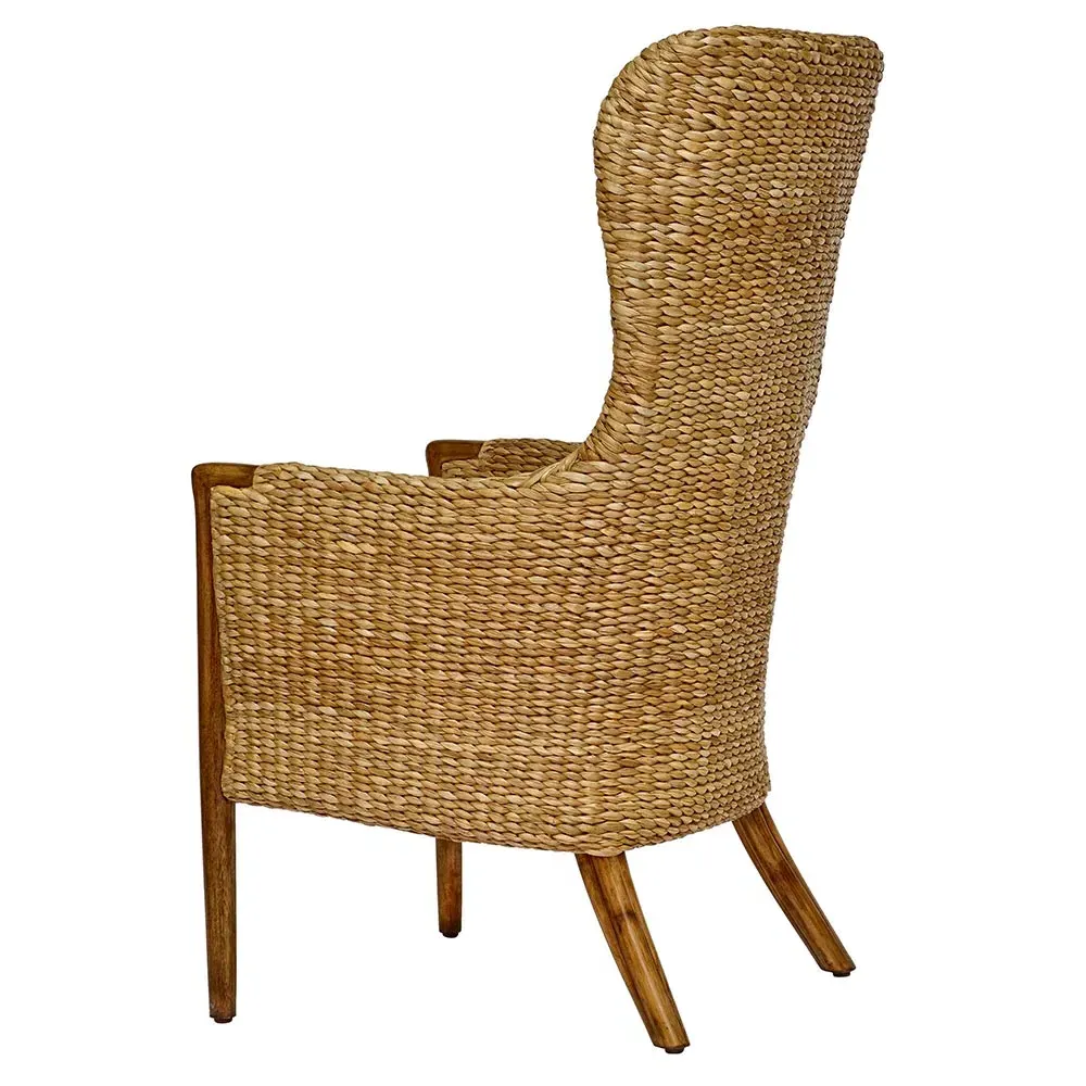 Seagrass Wingback Dining Arm Chair - Beige, Rattan
