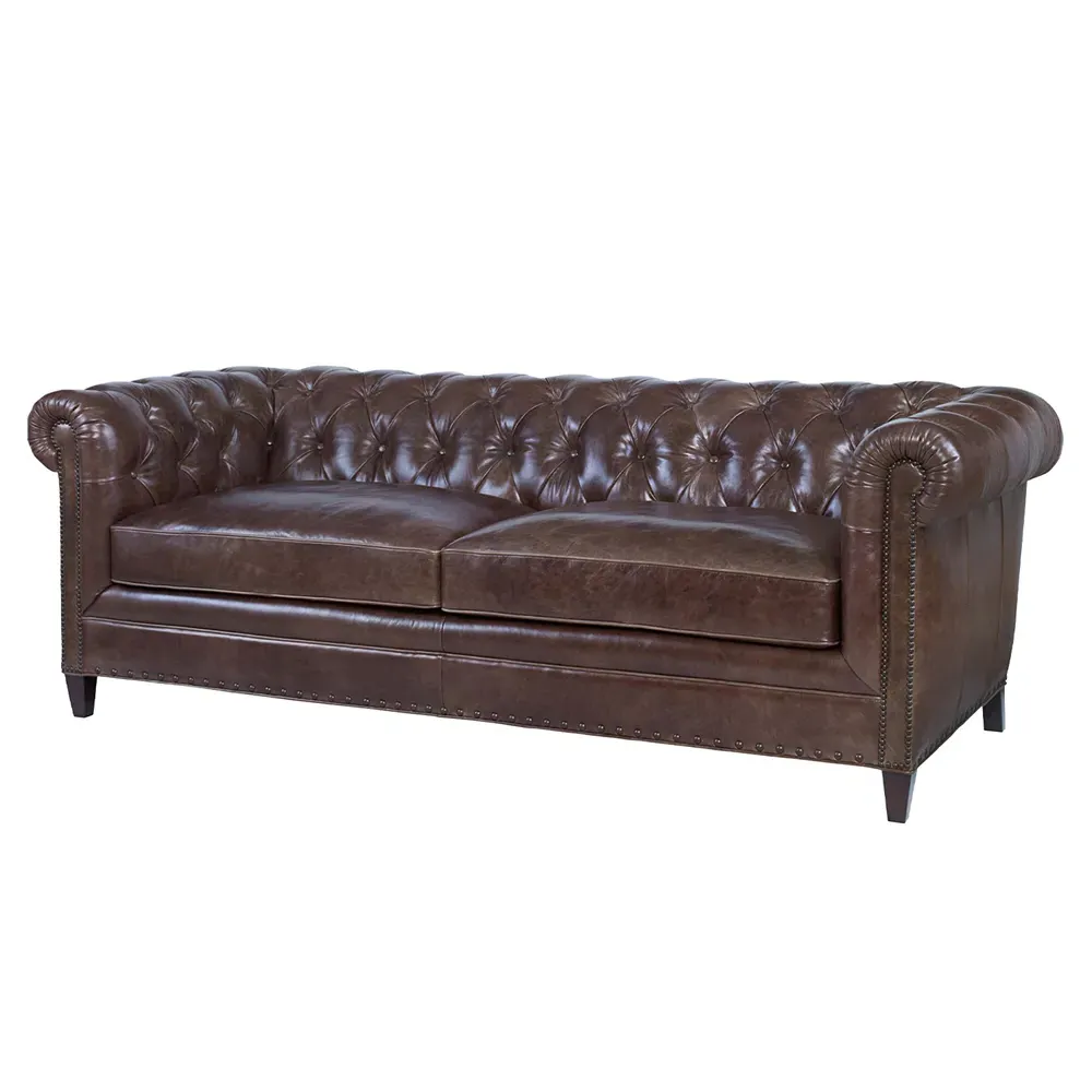 Sorenson Tufted Nailhead Sofa - Brown, Leather image