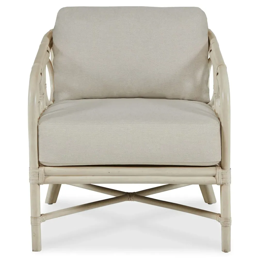 Sutter Coastal Lounge Arm Chair - White, Rattan