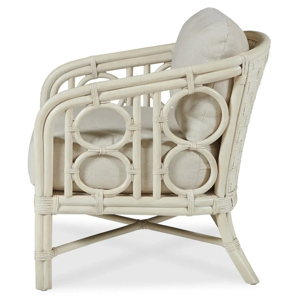 Sutter Coastal Lounge Arm Chair - White, Rattan