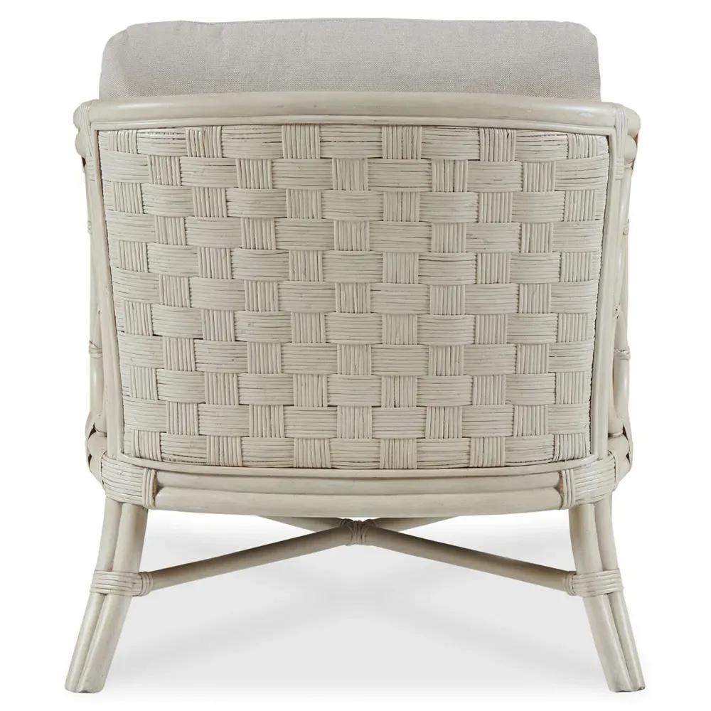 Sutter Coastal Lounge Arm Chair - White, Rattan