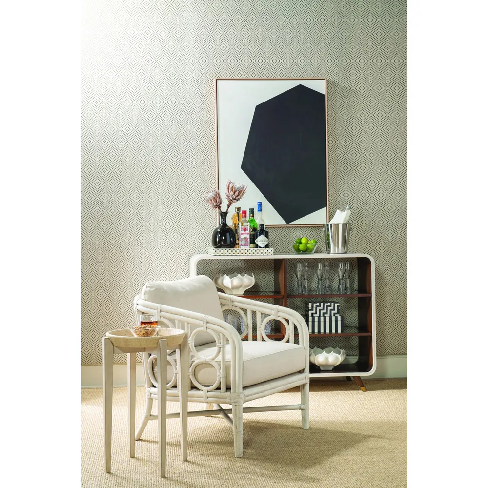 Sutter Coastal Lounge Arm Chair - White, Rattan