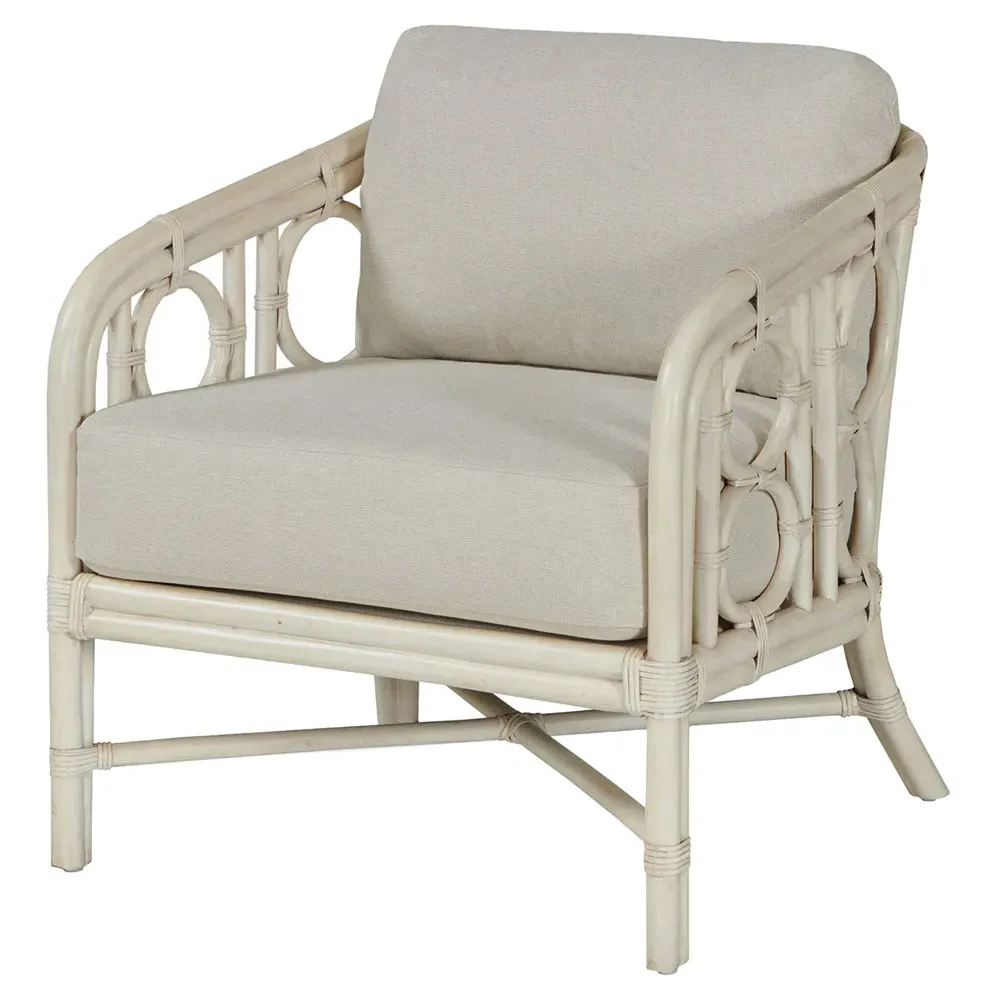 Sutter Coastal Lounge Arm Chair - White, Rattan image