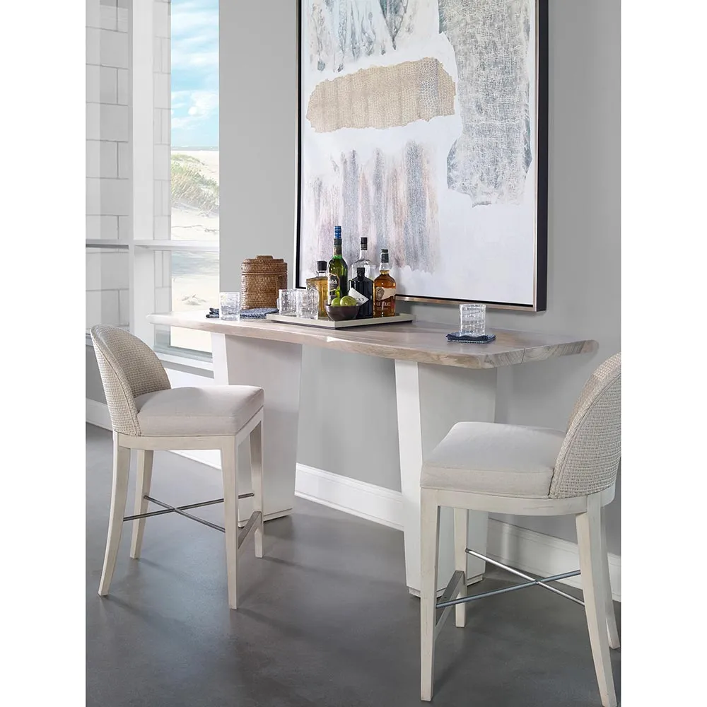 Tybee Coastal Flax Upholstered Counter Stool - White, Cane