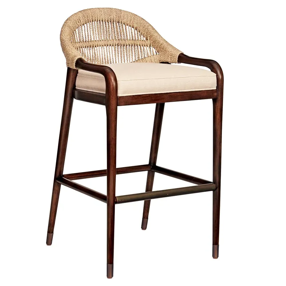 Upholstered Bar Stool - Brown, Mahogany
