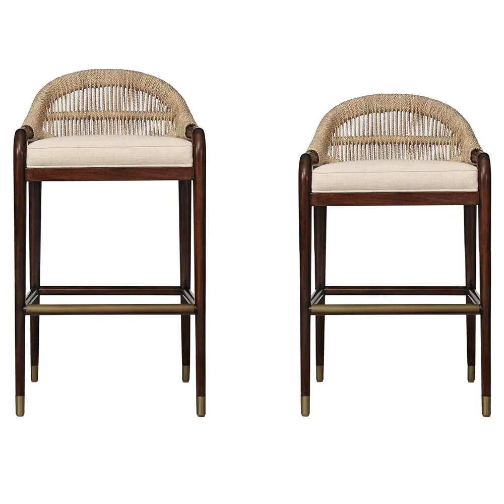 Upholstered Bar Stool - Brown, Mahogany