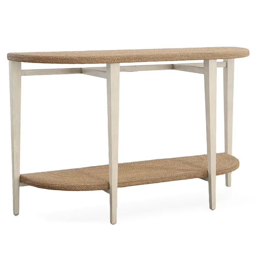 Wiley Demilune Console Table - Off White, Oak