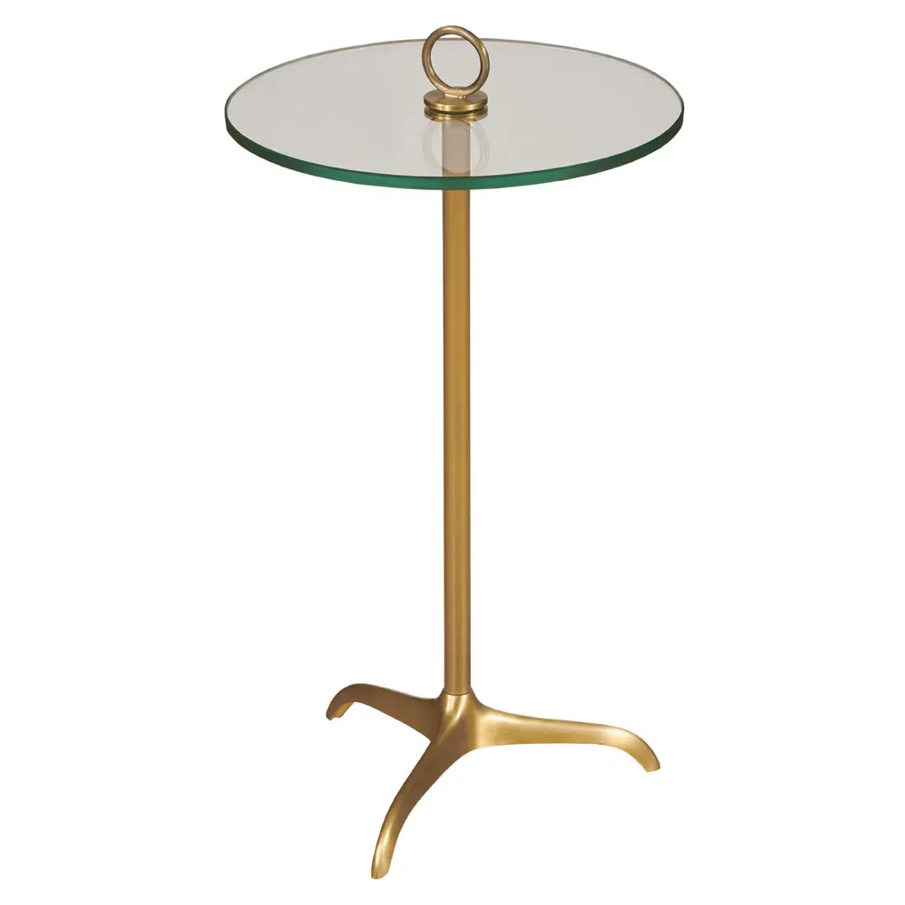 Wilton Round Drink Table - Brass, Glass image