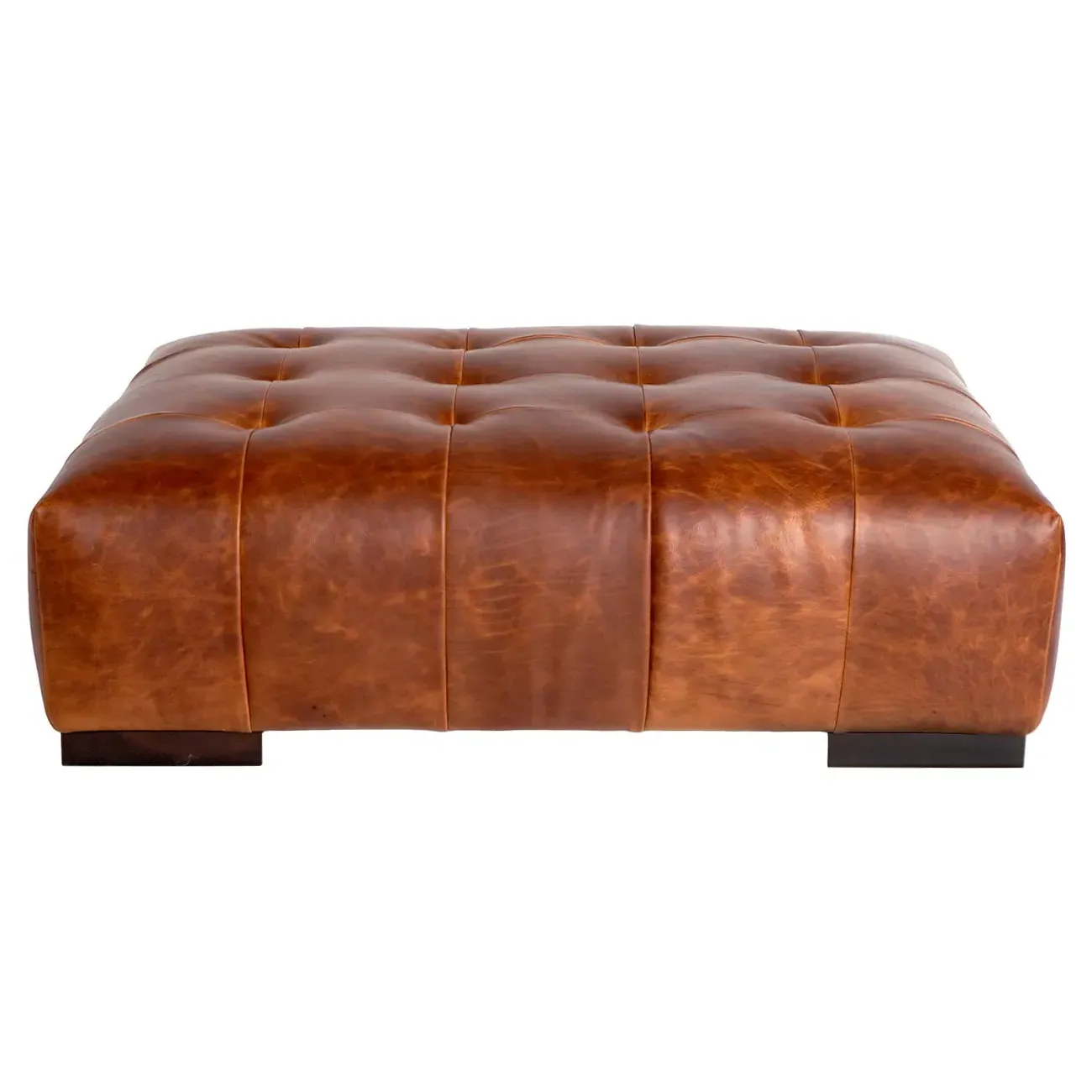 Arden Rectangular Cocktail Ottoman - Brown, Leather image