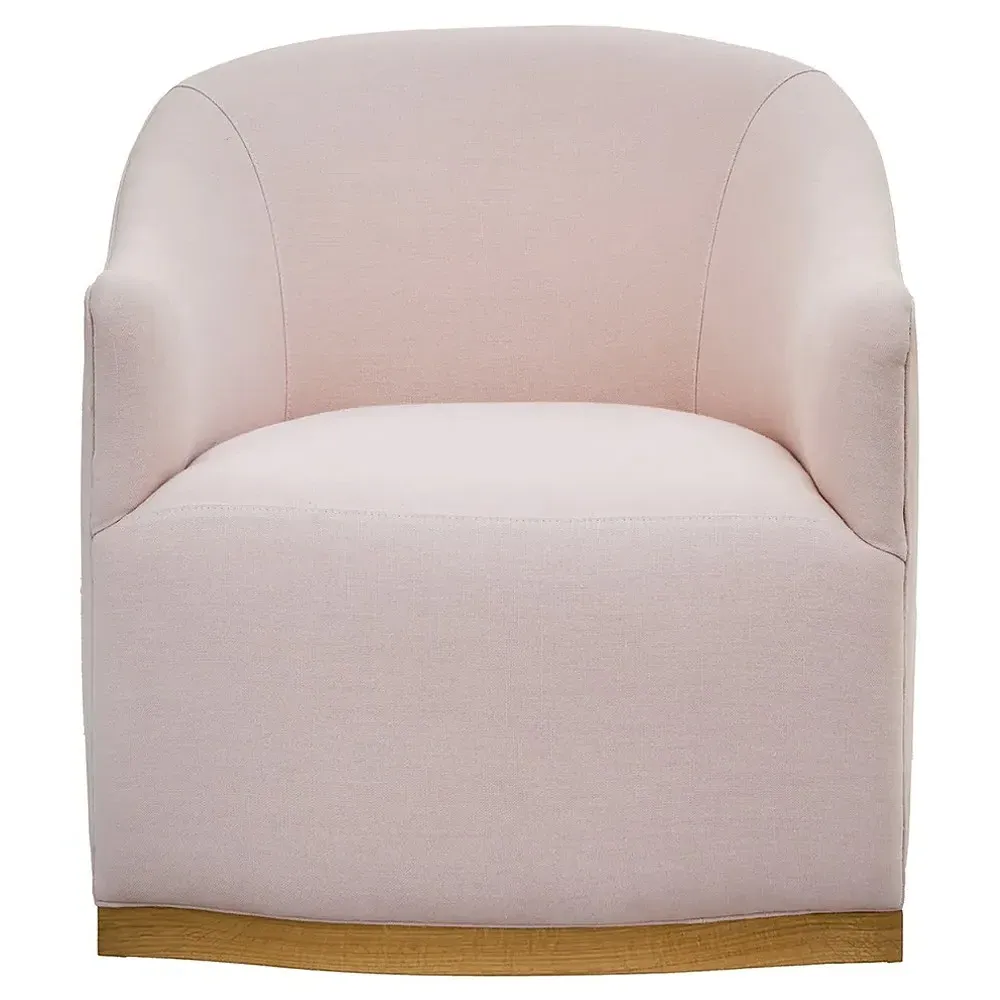 Ava Swivel Arm Chair - Rose Pink, Linen