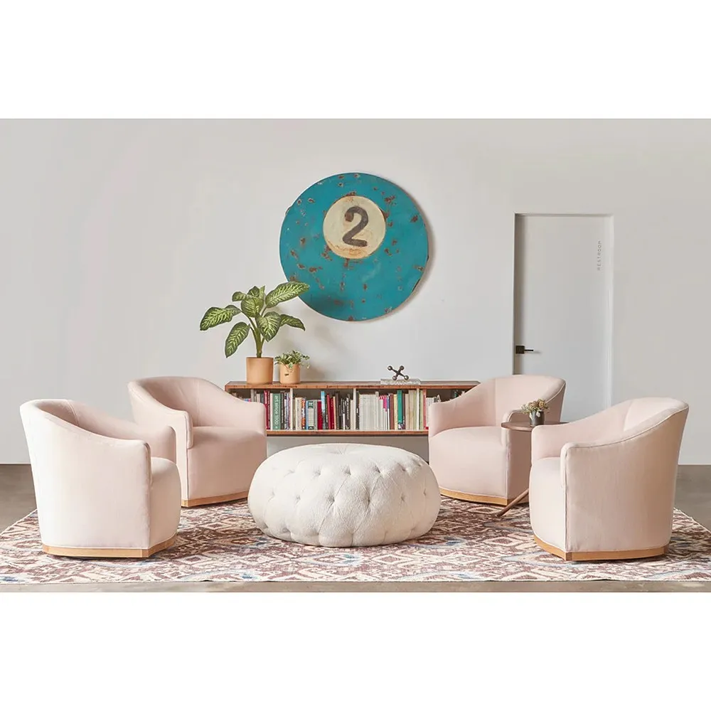 Ava Swivel Arm Chair - Rose Pink, Linen