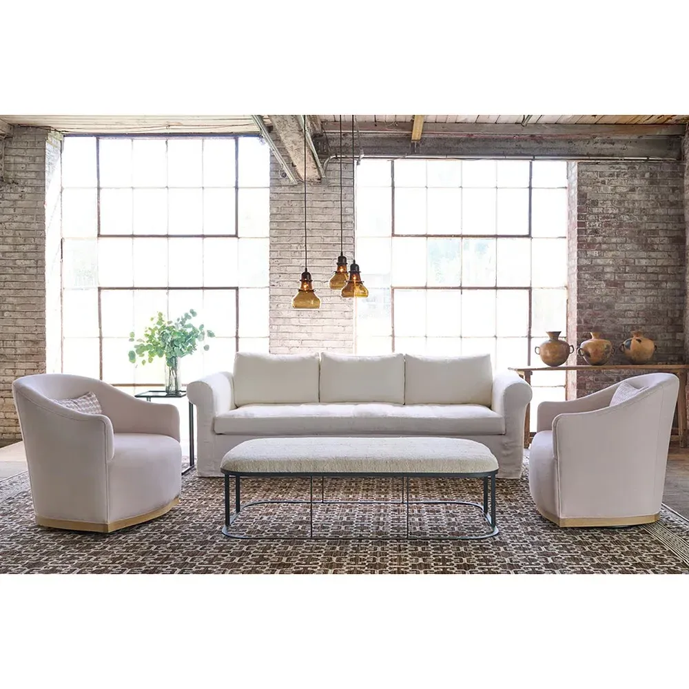 Ava Swivel Arm Chair - Rose Pink, Linen