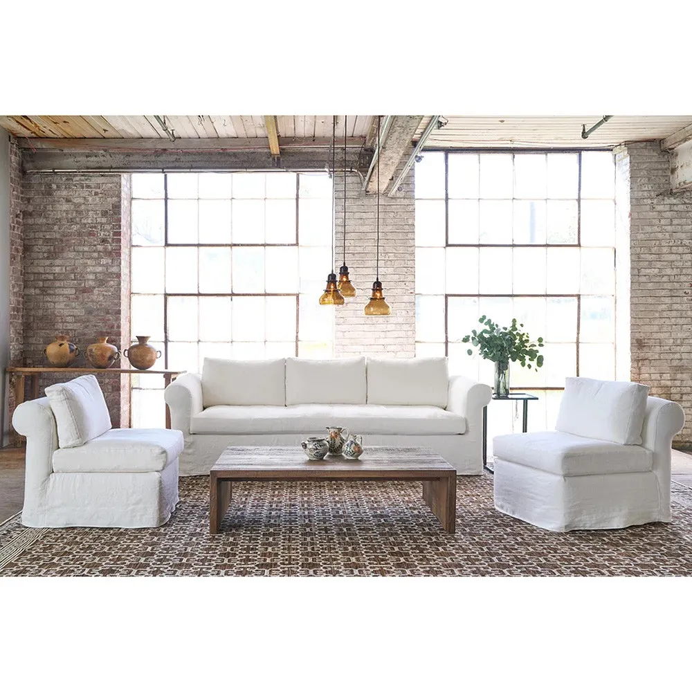 Beckham Slipcovered Slipper Chair - White, Linen