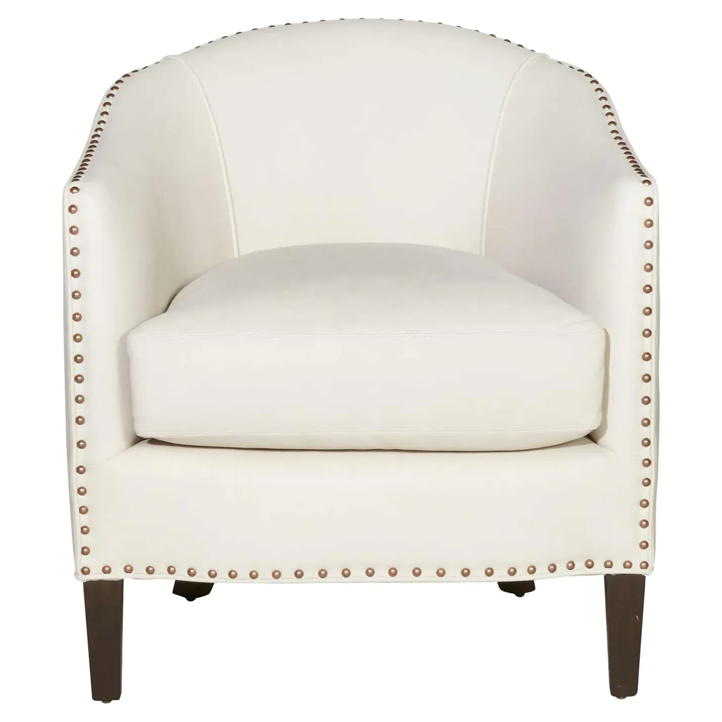 Crescent Round Upholstered Arm Chair - Ivory, Leather