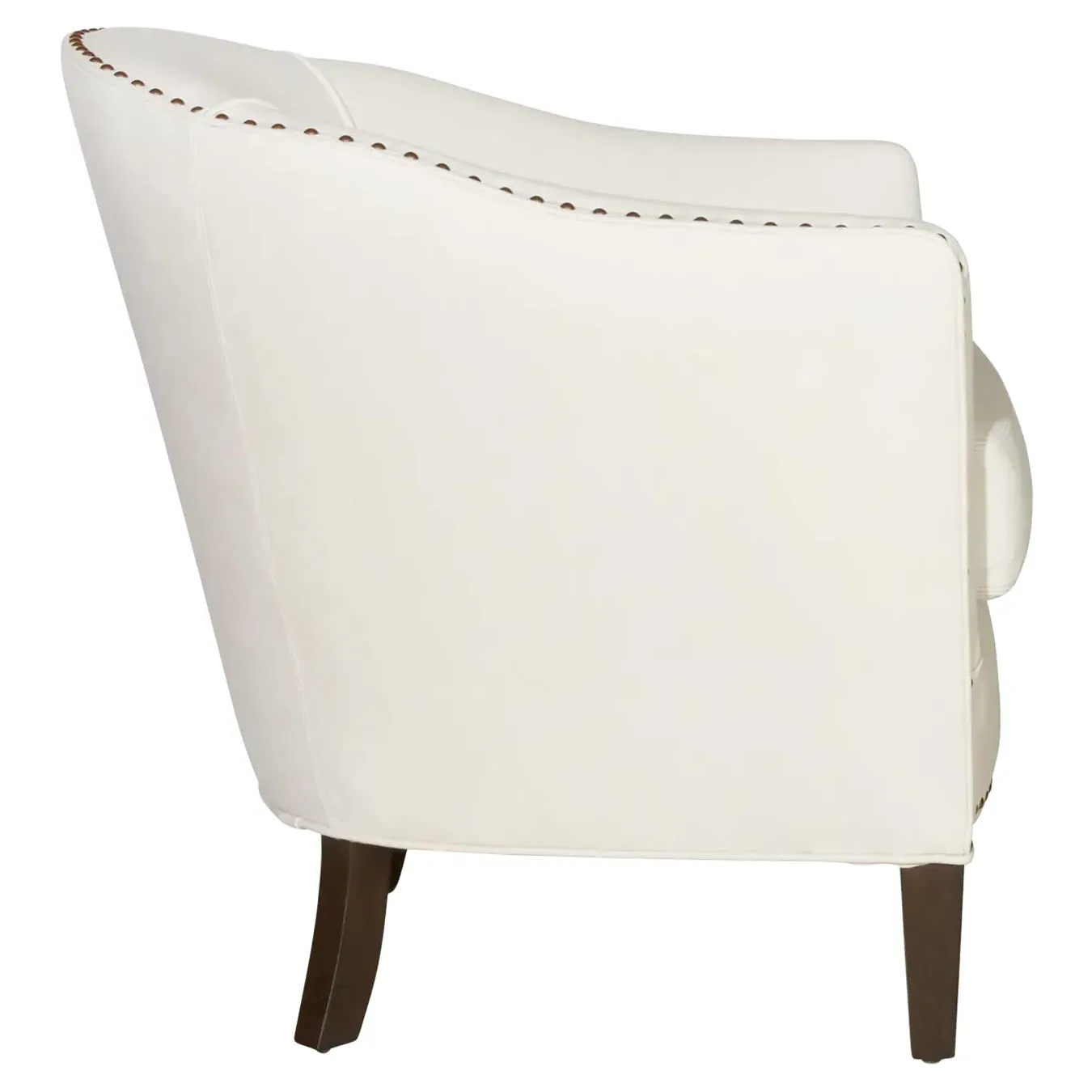 Crescent Round Upholstered Arm Chair - Ivory, Leather