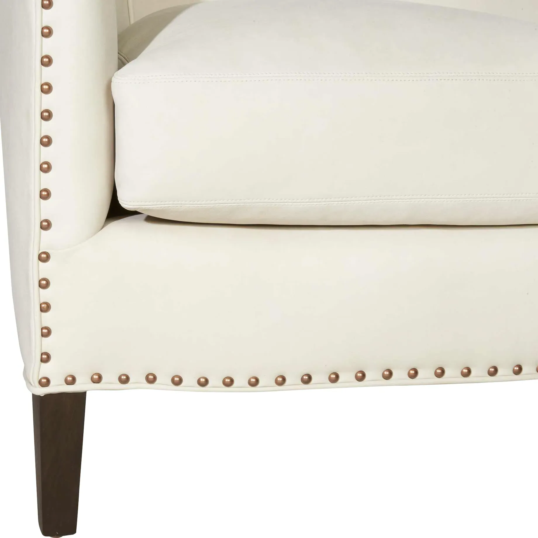 Crescent Round Upholstered Arm Chair - Ivory, Leather