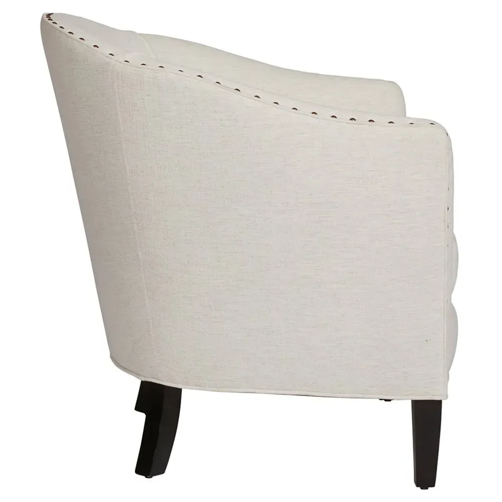 Crescent Upholstered Arm Chair with Nailhead Trim - White