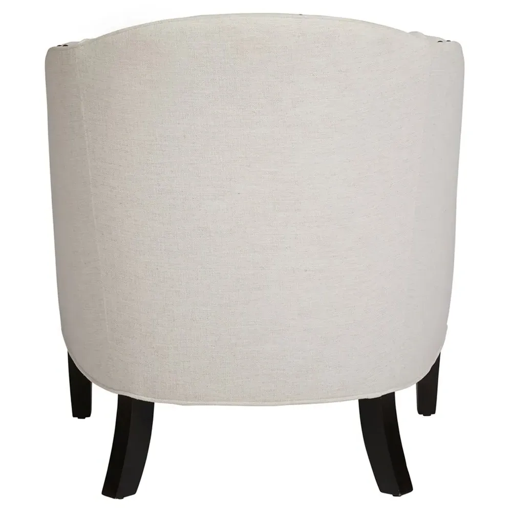 Crescent Upholstered Arm Chair with Nailhead Trim - White