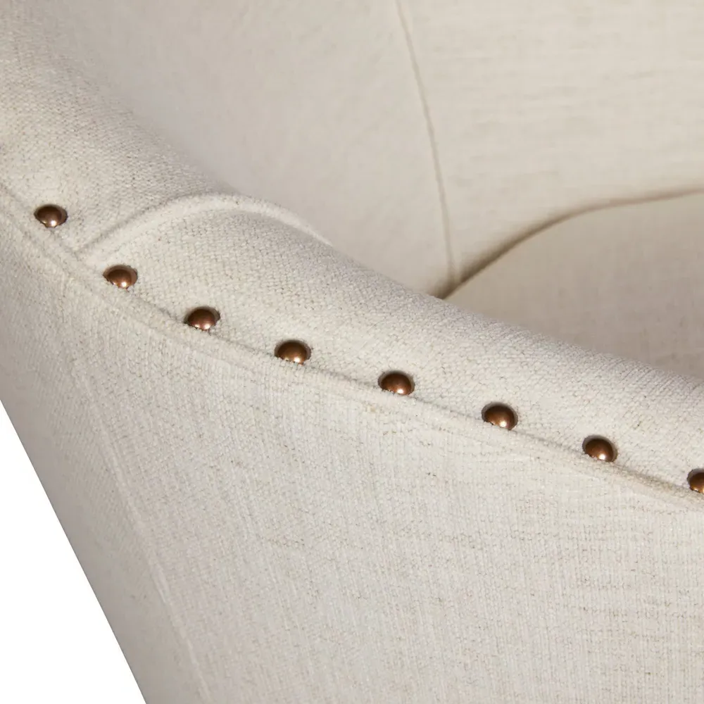 Crescent Upholstered Arm Chair with Nailhead Trim - White