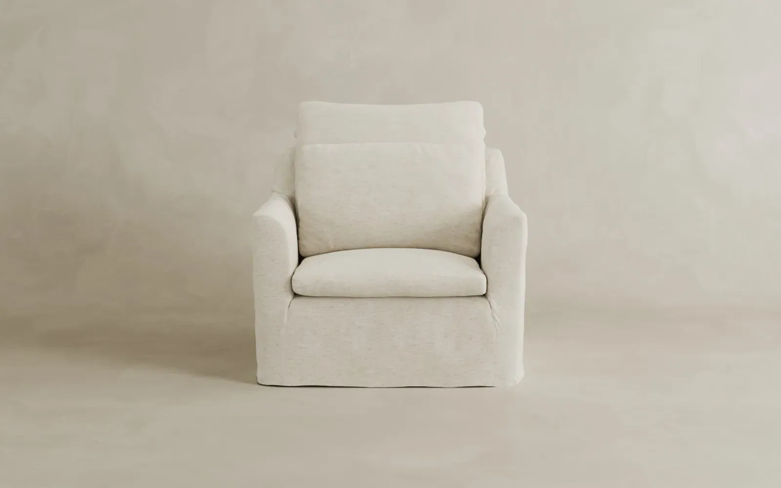 Donato Performance Slipcovered Swivel Chair - Heathered Ivory