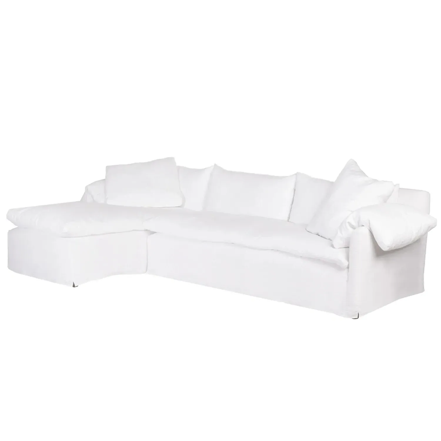 Donato Right Arm Facing Sectional - White, Cotton