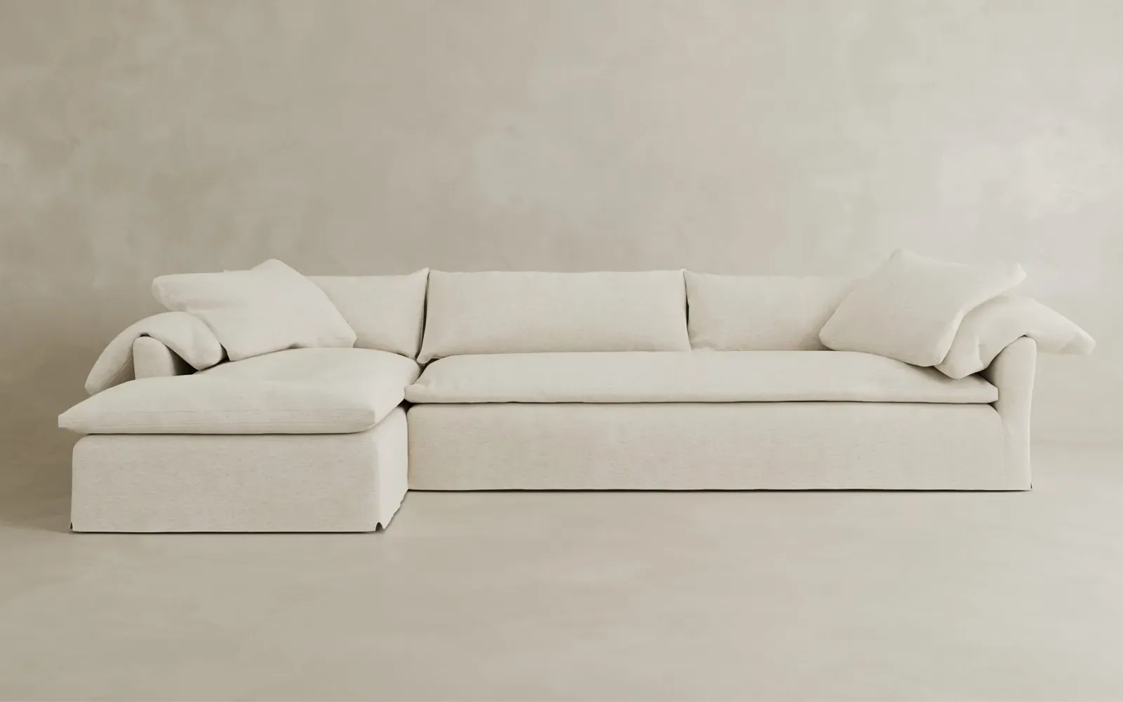 Donato Right Chaise Sectional - Pure White, Linen