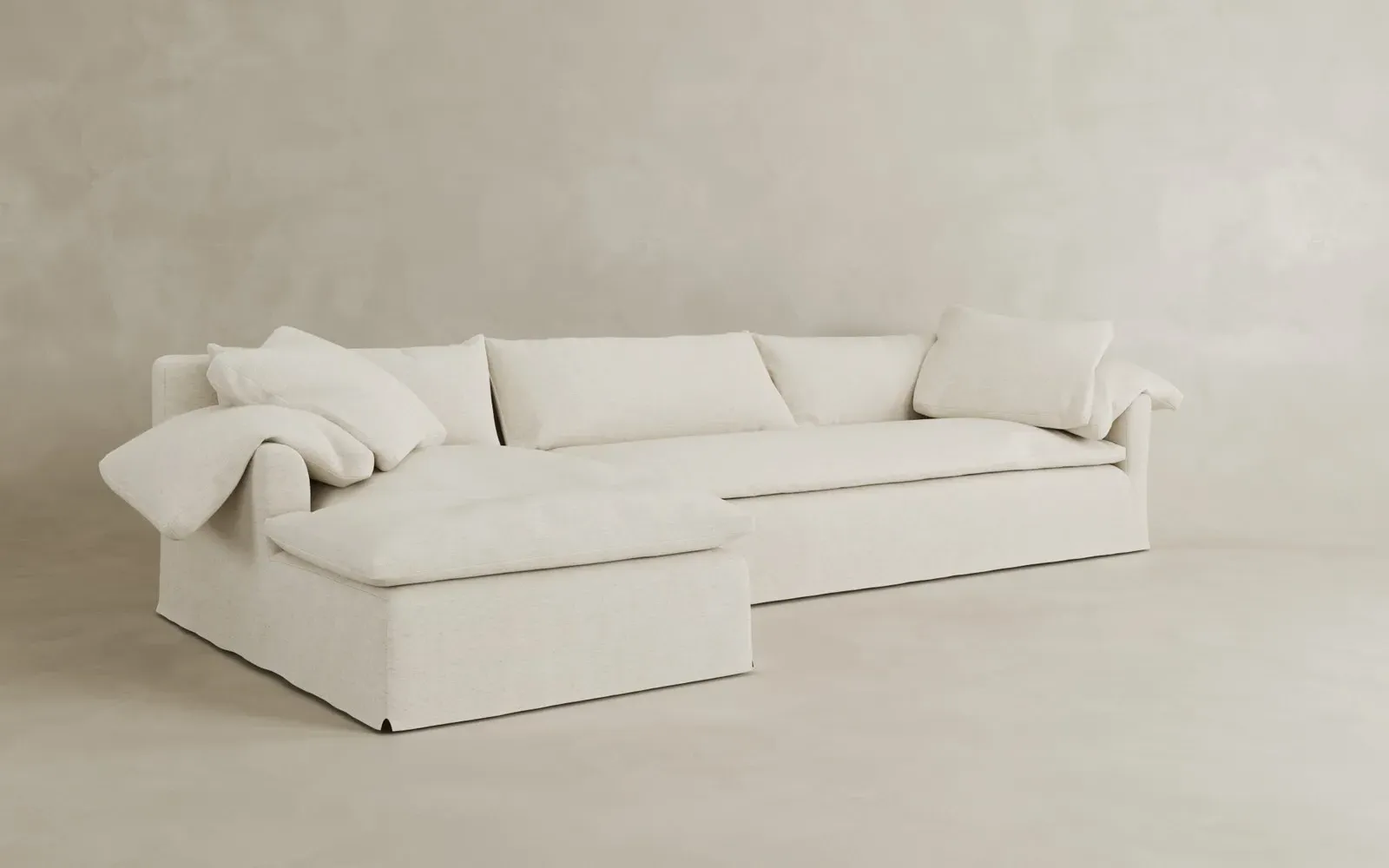 Donato Right Chaise Sectional - Pure White, Linen