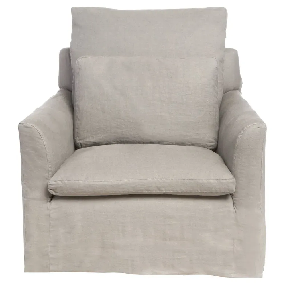Donato Slipcovered Arm Chair - Beige, Linen image