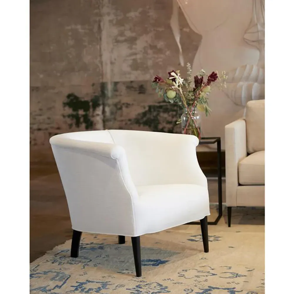 Emily Barrel Round Arm Chair - Denim White
