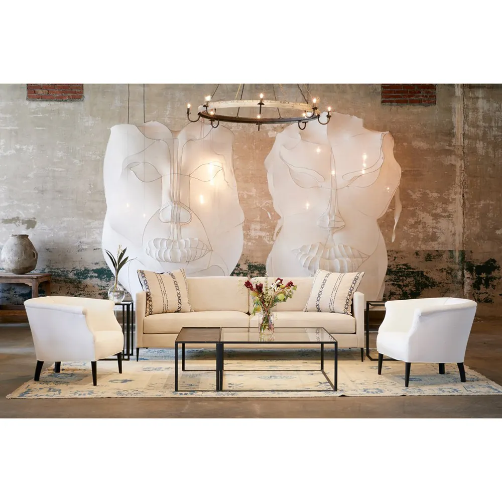 Emily Barrel Round Arm Chair - Denim White