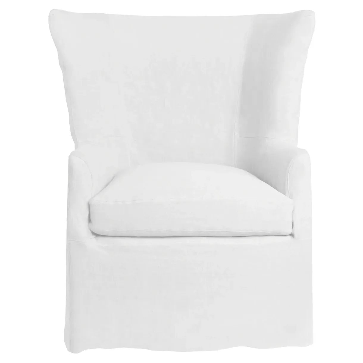 Federico Wing Back Arm Chair with Slip Cover - White, Linen