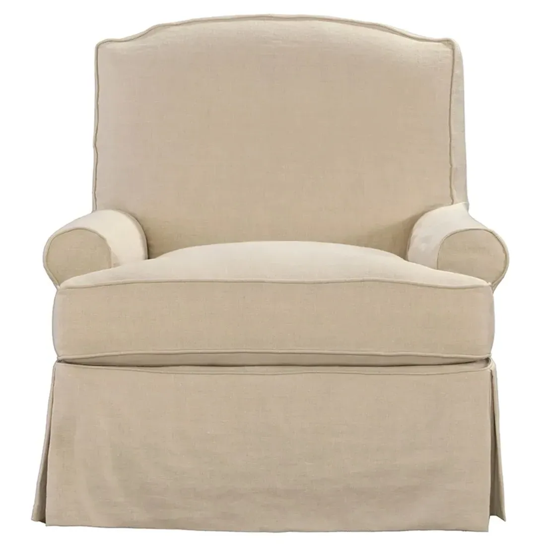 Gilmore Slipcovered Swivel Arm Chair - Beige, Linen
