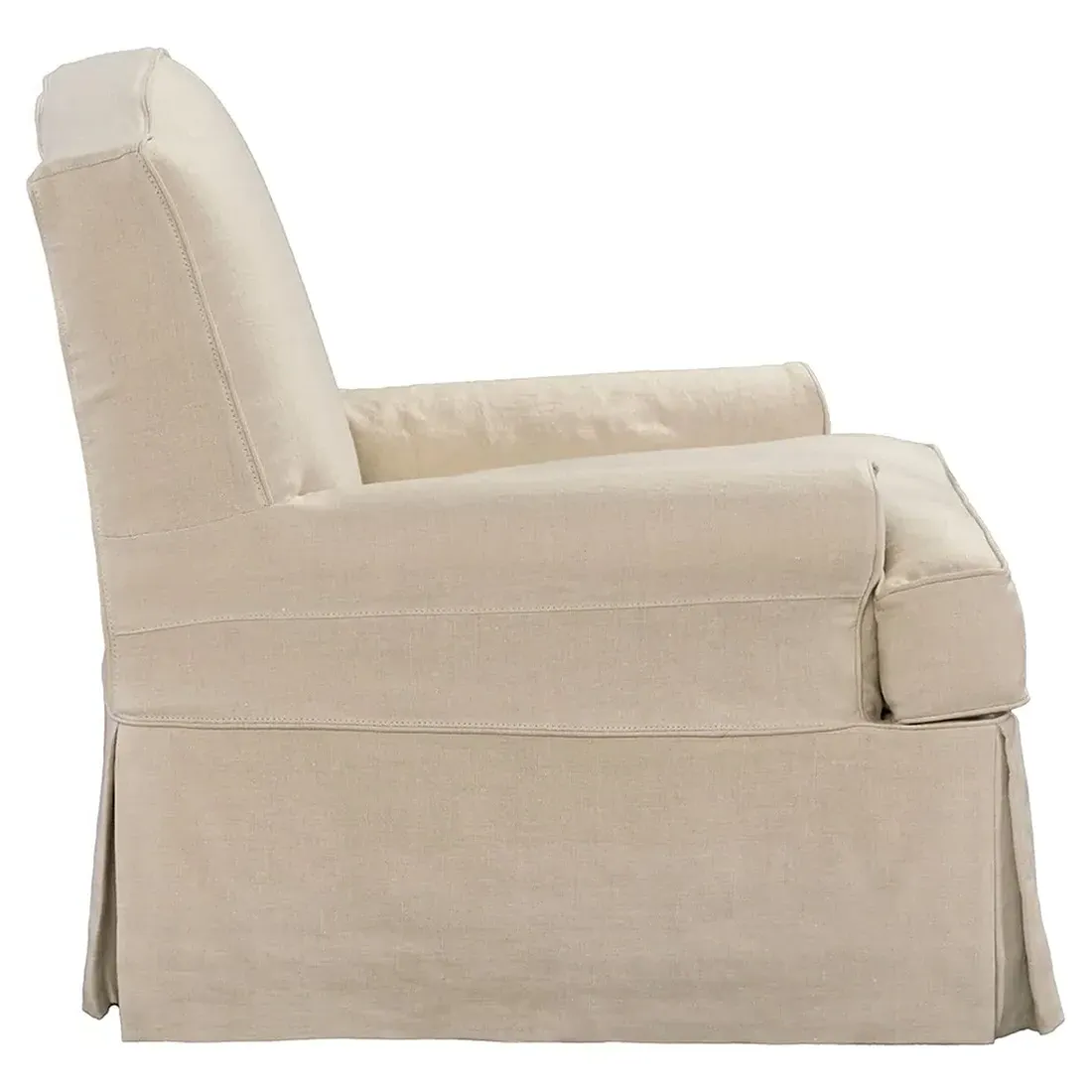 Gilmore Slipcovered Swivel Arm Chair - Beige, Linen