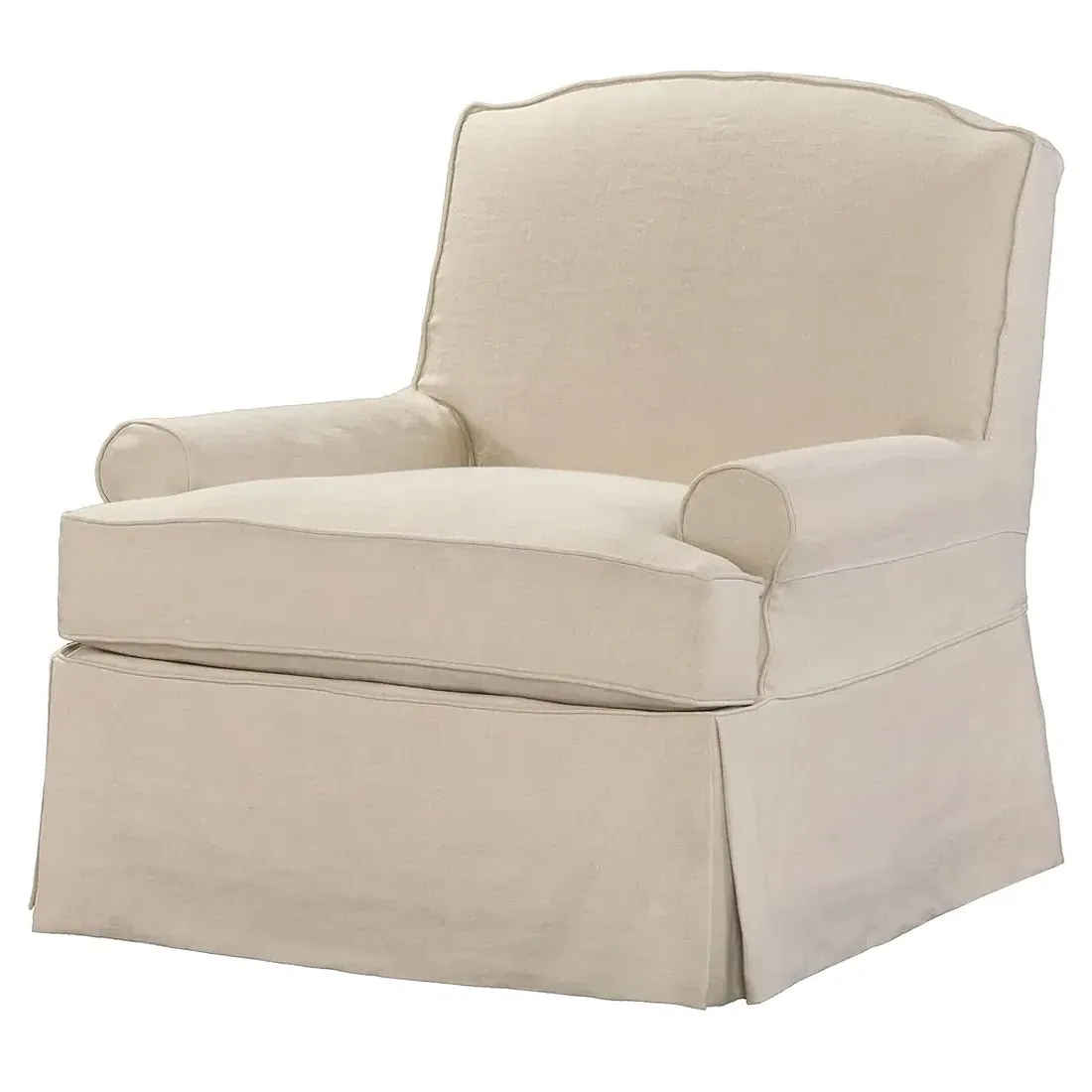 Gilmore Slipcovered Swivel Arm Chair - Beige, Linen
