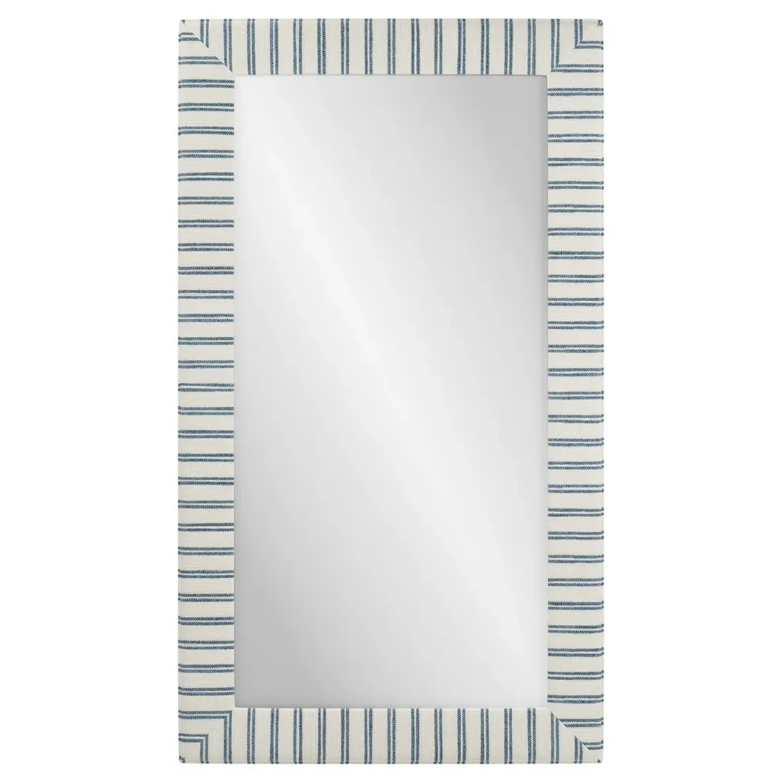 Isabel Blue Striped Upholstered Floor Mirror