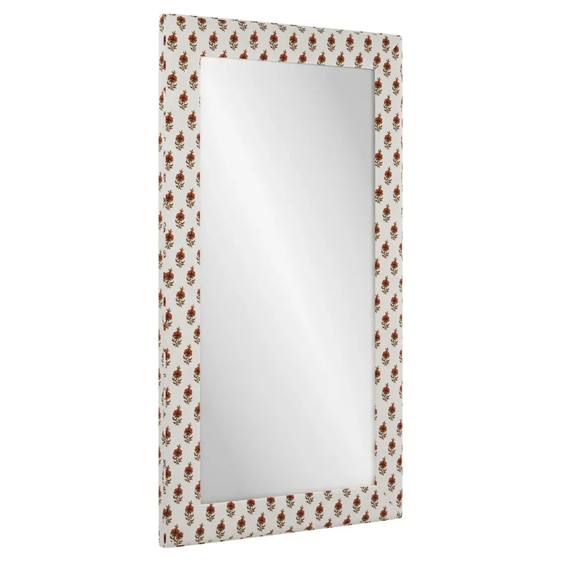 Isabel Red Floral Upholstered Floor Mirror